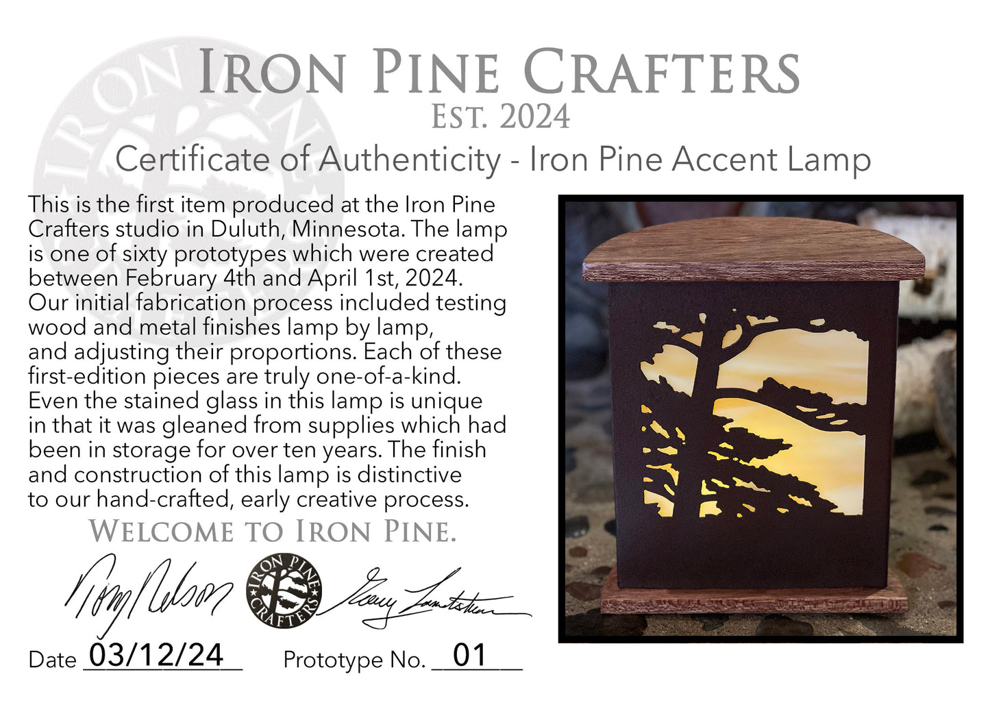 Iron Pine Accent Lamps-Prototypes