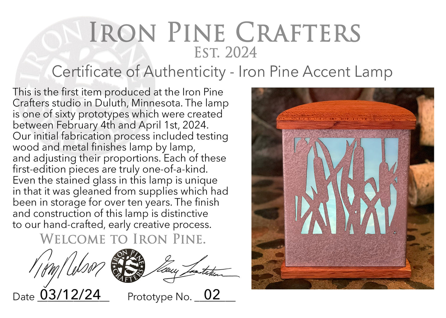 Iron Pine Accent Lamps-Prototypes