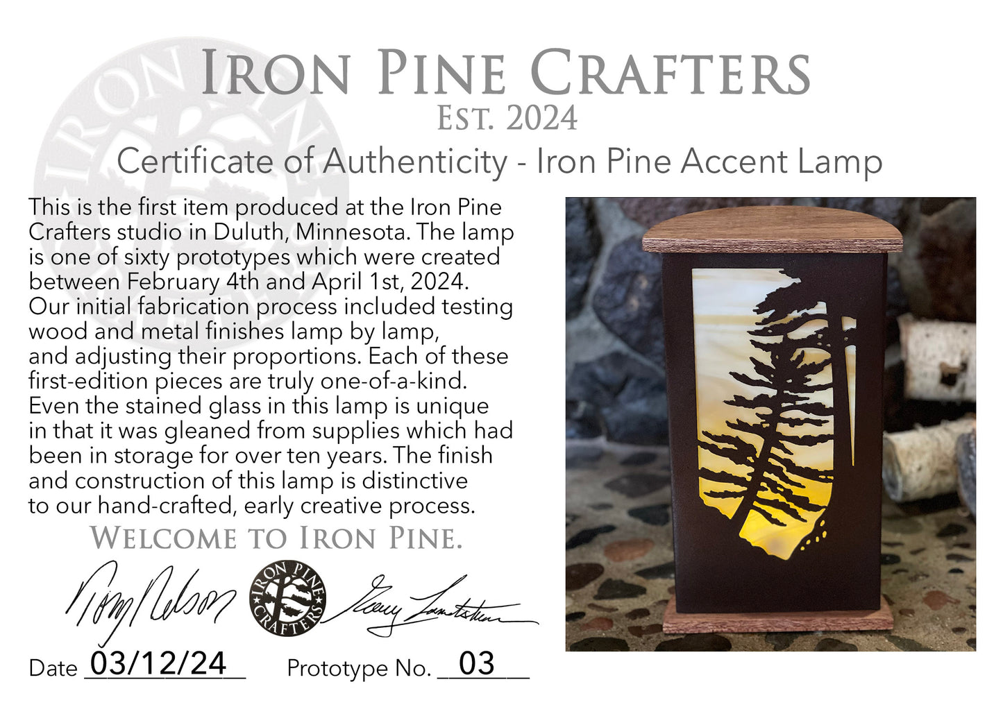 Iron Pine Accent Lamps-Prototypes