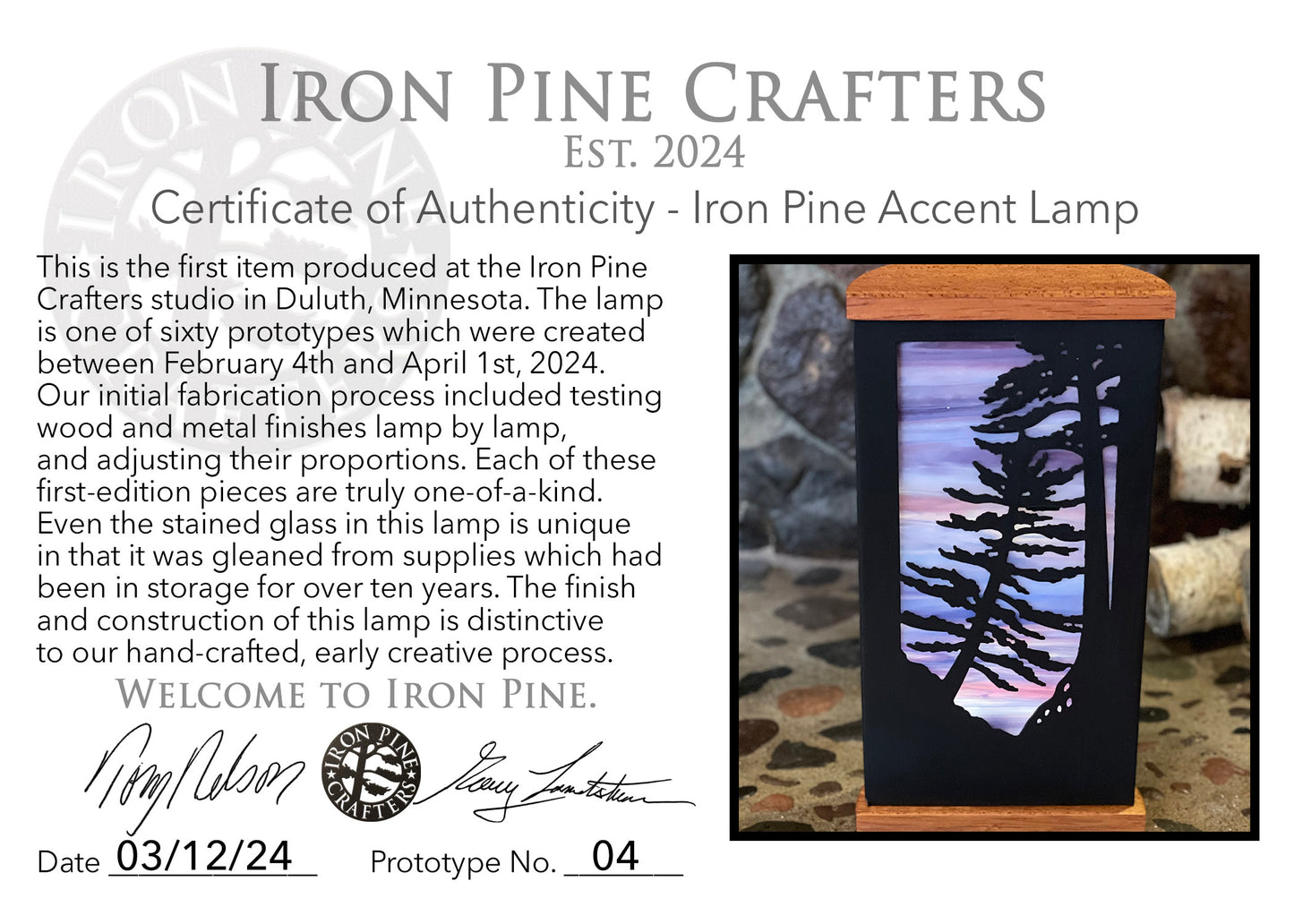 Iron Pine Accent Lamps-Prototypes