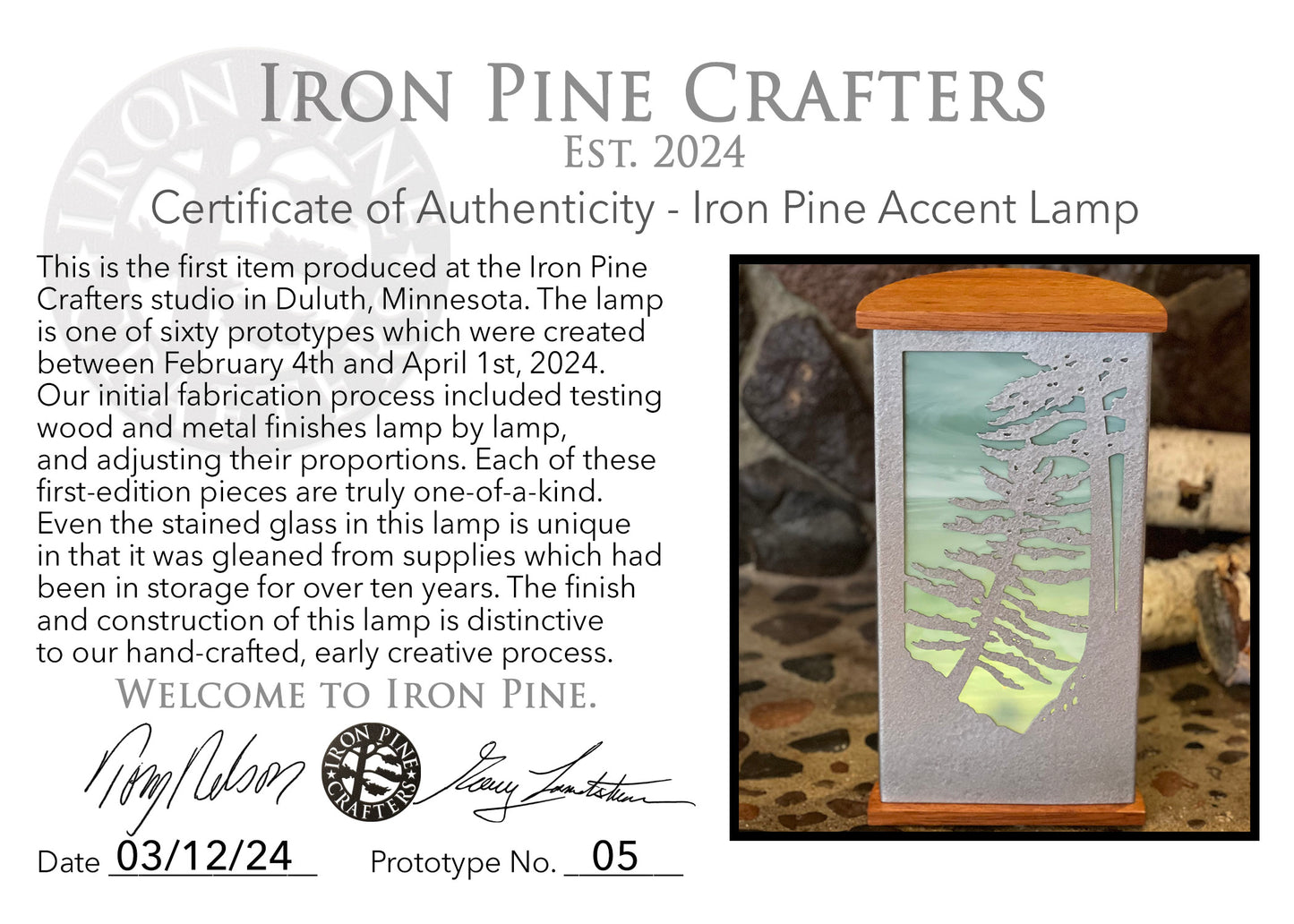 Iron Pine Accent Lamps-Prototypes