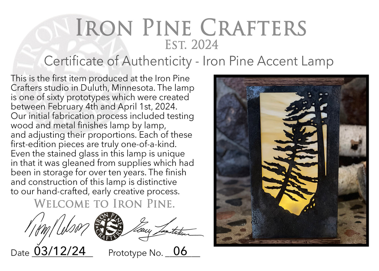 Iron Pine Accent Lamps-Prototypes