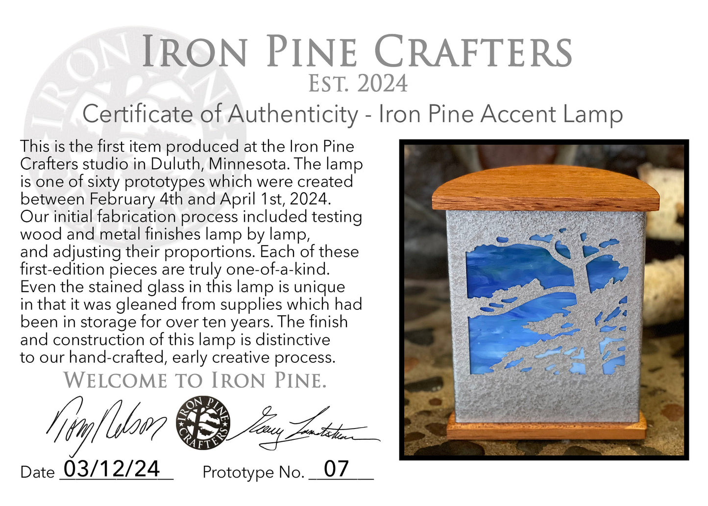 Iron Pine Accent Lamps-Prototypes