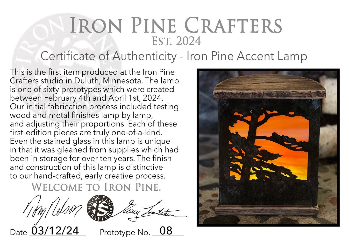 Iron Pine Accent Lamps-Prototypes