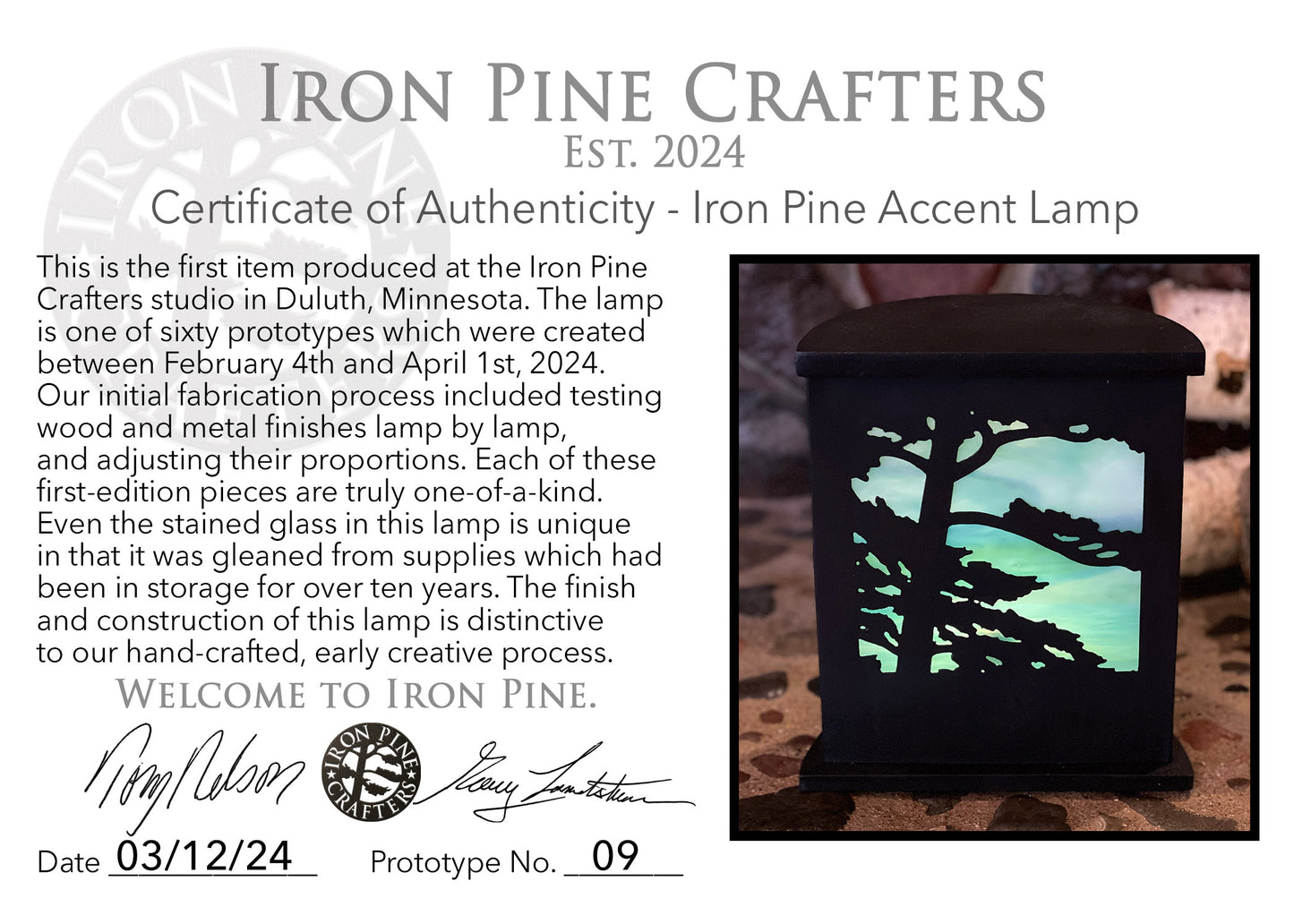 Iron Pine Accent Lamps-Prototypes