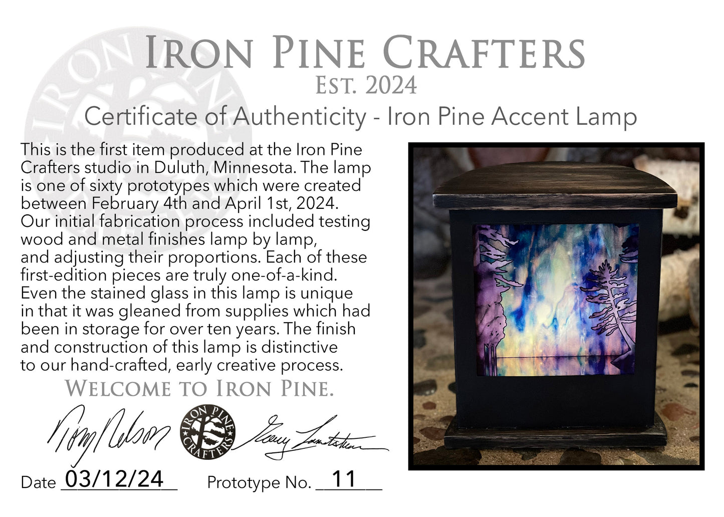 Iron Pine Accent Lamps-Prototypes