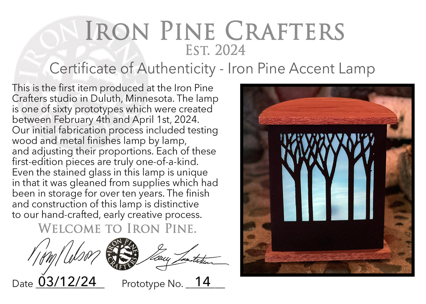 Iron Pine Accent Lamps-Prototypes
