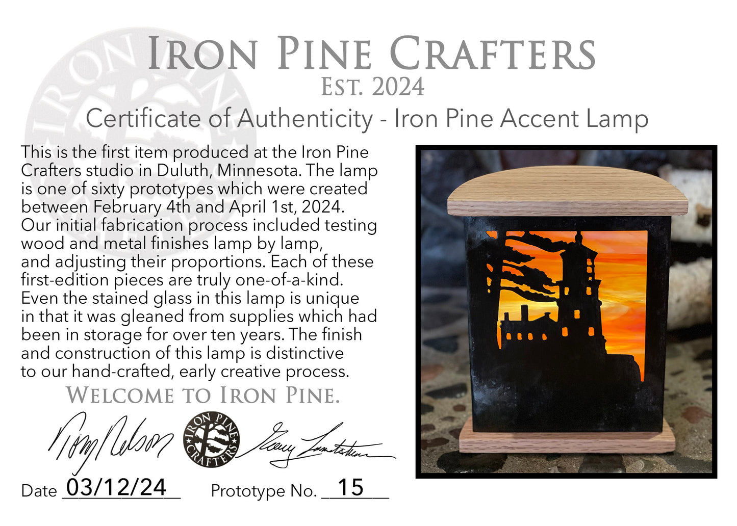 Iron Pine Accent Lamps-Prototypes