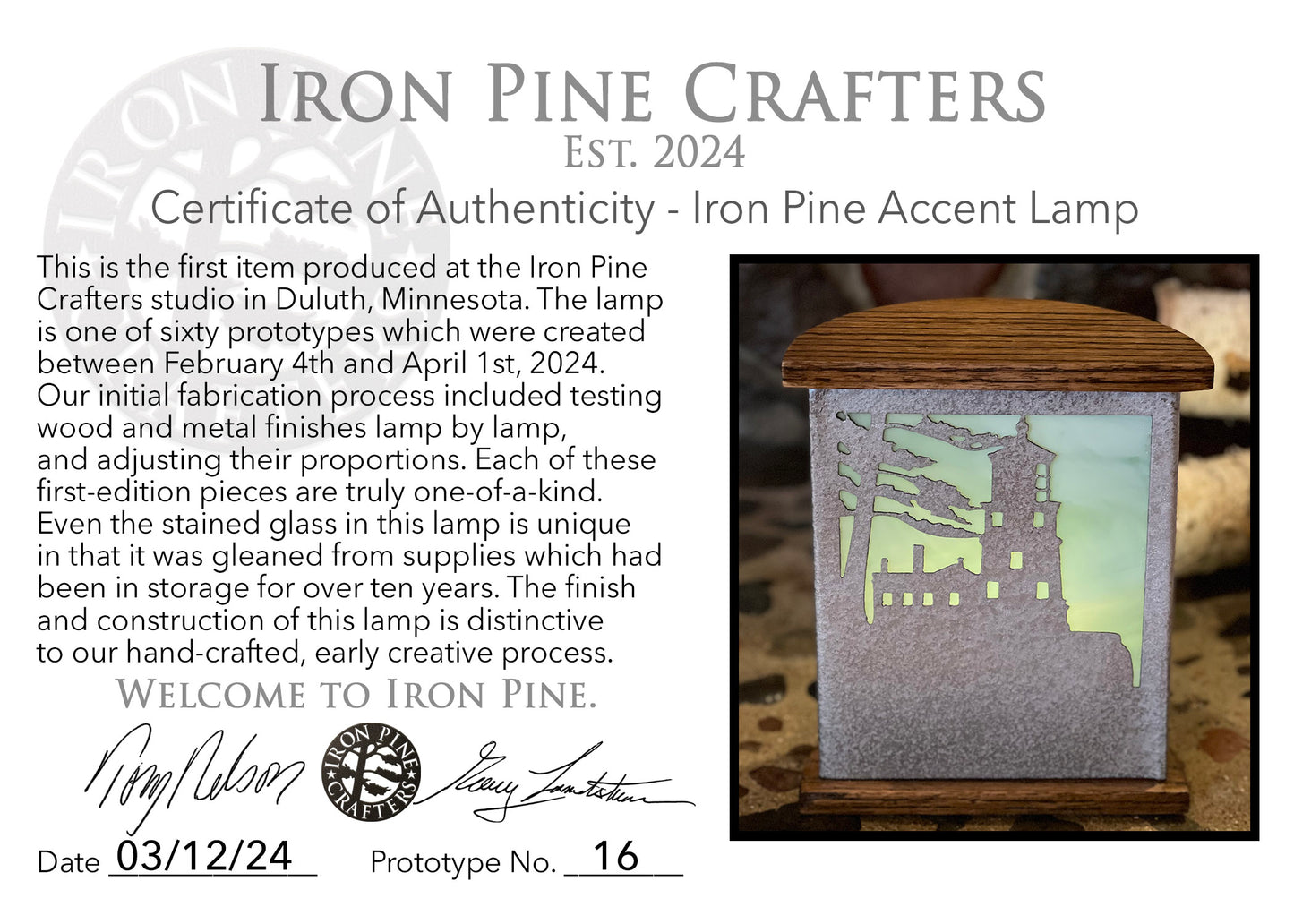 Iron Pine Accent Lamps-Prototypes