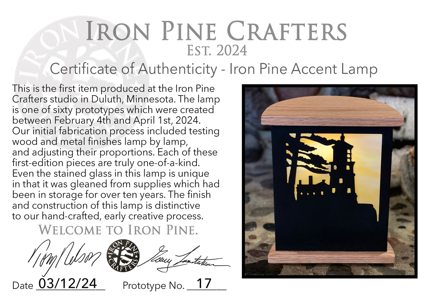 Iron Pine Accent Lamps-Prototypes