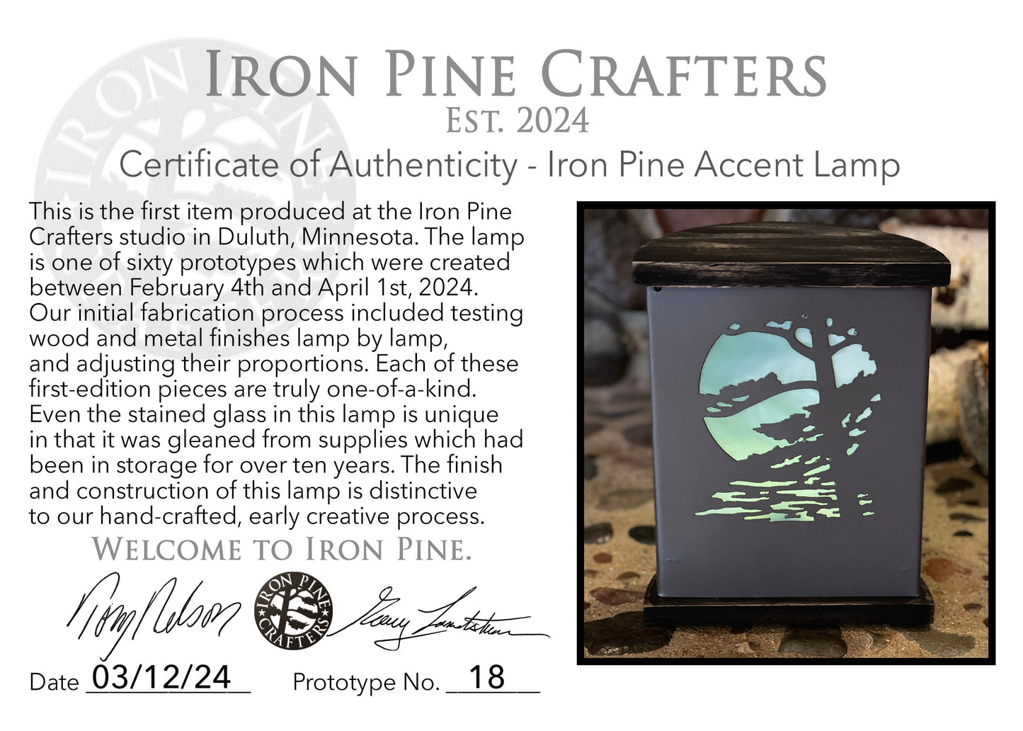 Iron Pine Accent Lamps-Prototypes