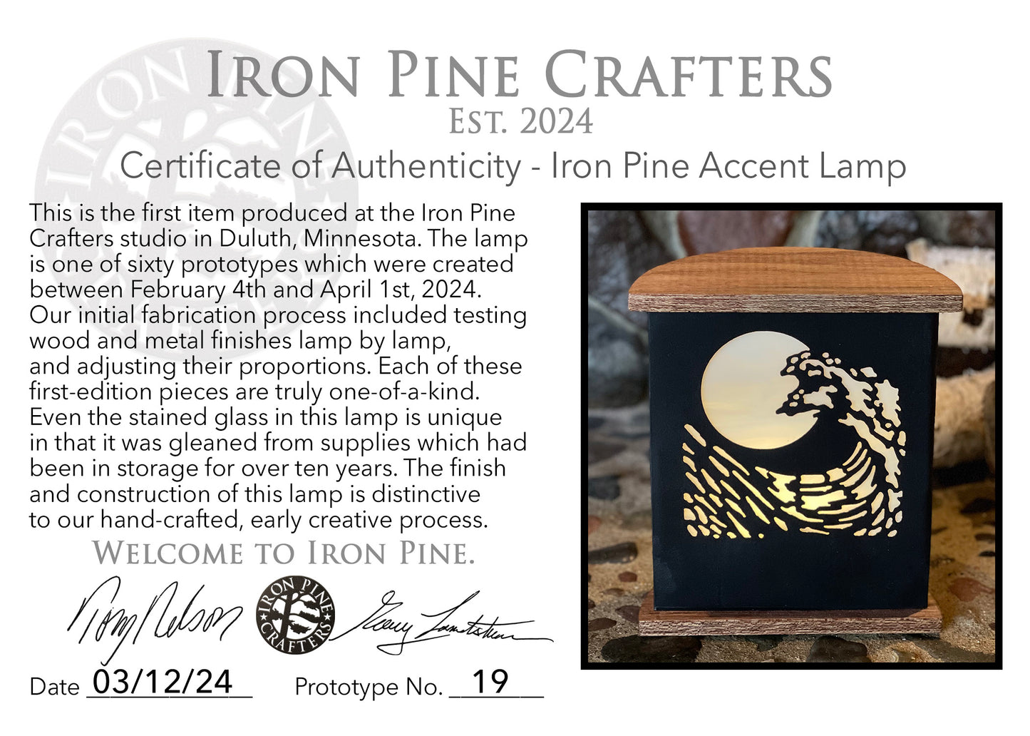 Iron Pine Accent Lamps-Prototypes