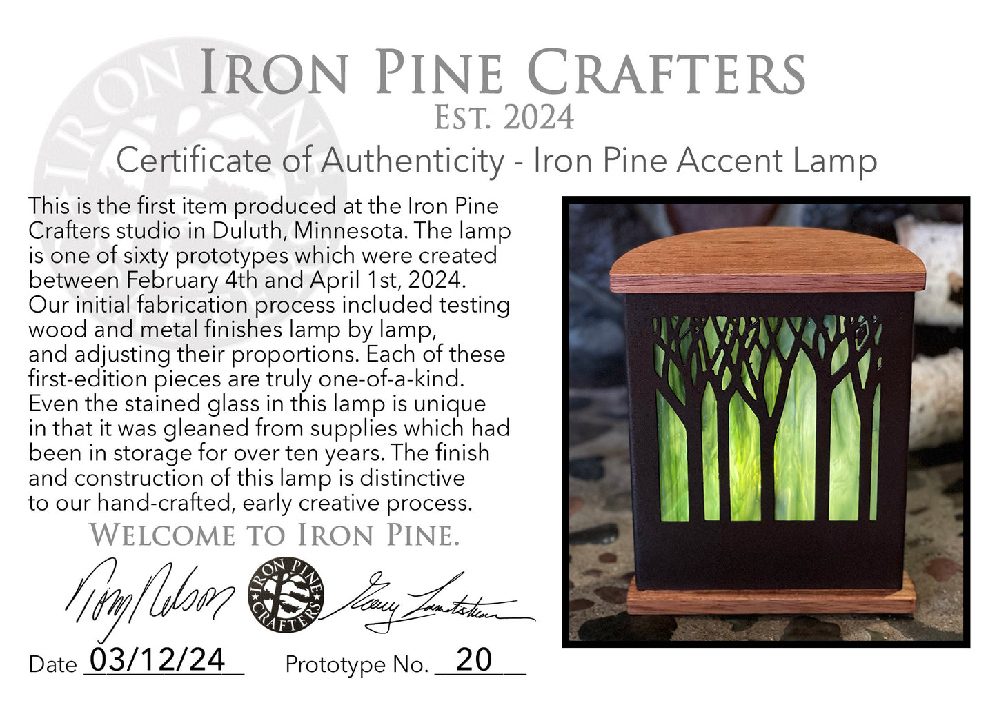Iron Pine Accent Lamps-Prototypes
